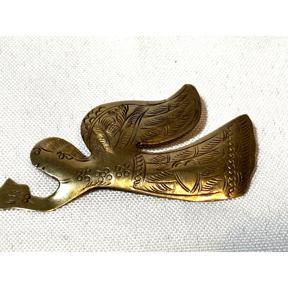 Vintage Etched Metal Religious Heaven‎ Angel Star Brooch Pin